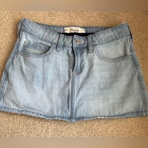 Hollister Faded Blue Denim Mini Skirt with Built In Shorts